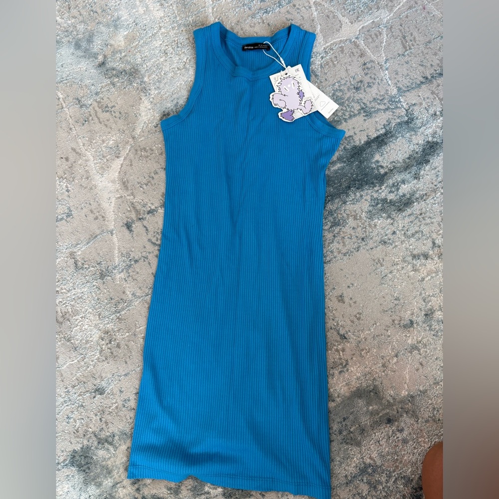 Bershka Girls Vibrant Blue Ribbed Top